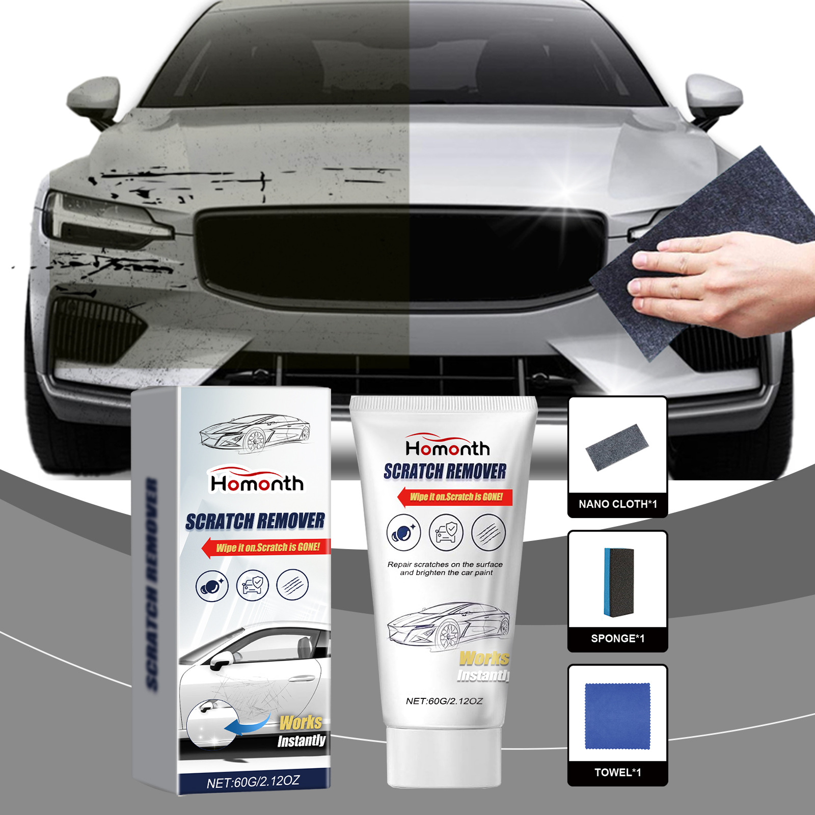 Kit de réparation de rayure de voiture - avec vêtements de nettoyage