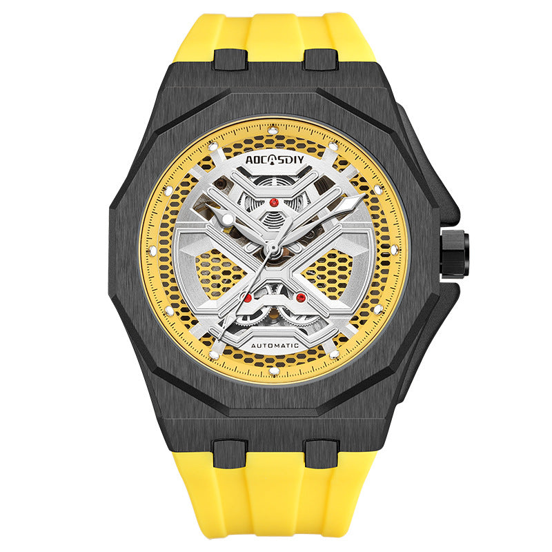 Montre mécanique Hollow tendance avec affichage lumineux et résistance à l'eau pour les hommes
