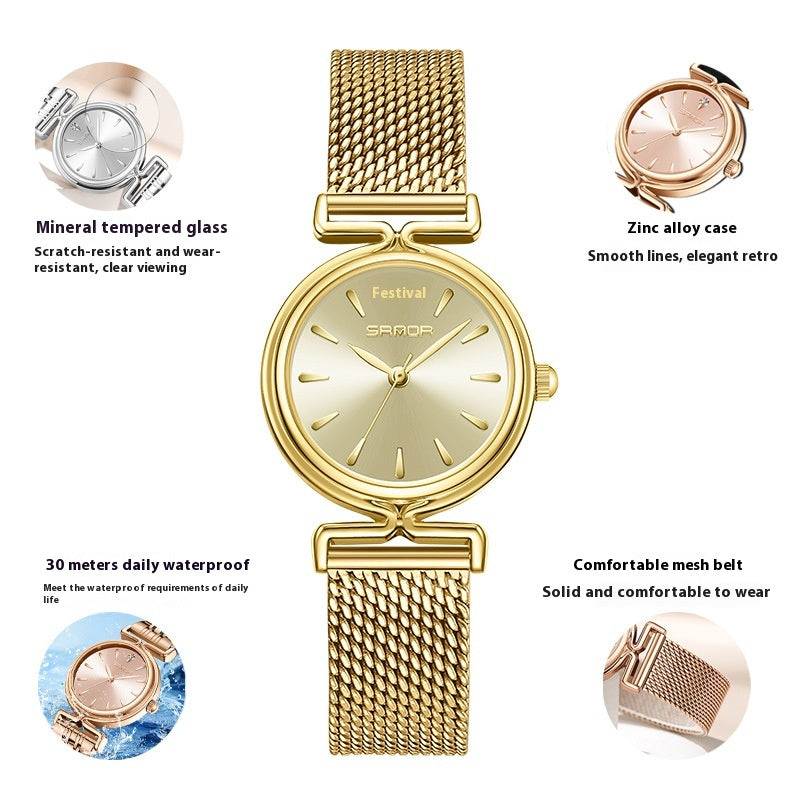 Montre en mailles rétro pour femmes