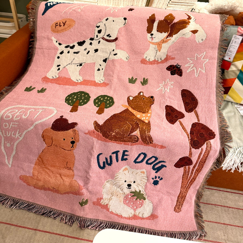 Couverture pour chiot Canapé Illustration Cartoon Fil de coton Couverture