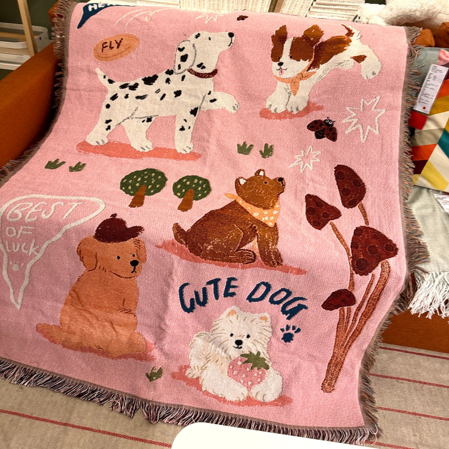 Couverture pour chiot Canapé Illustration Cartoon Fil de coton Couverture