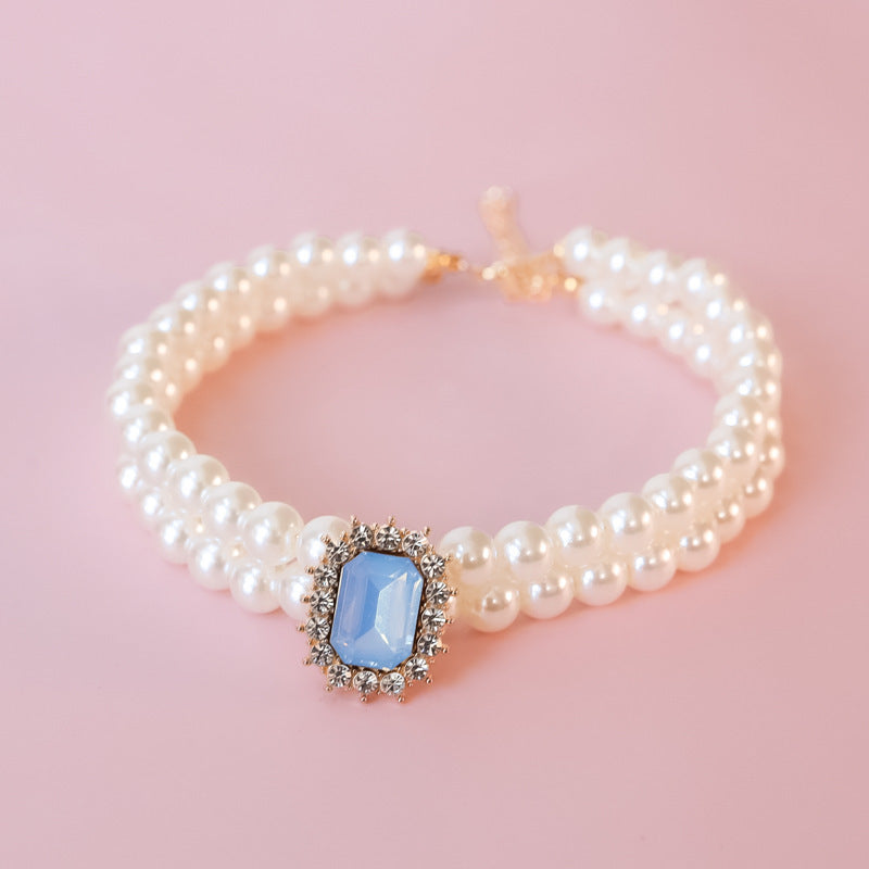 Perle Double brin de strass haut de gamme Lumineux bijoux accessoires pour chiens