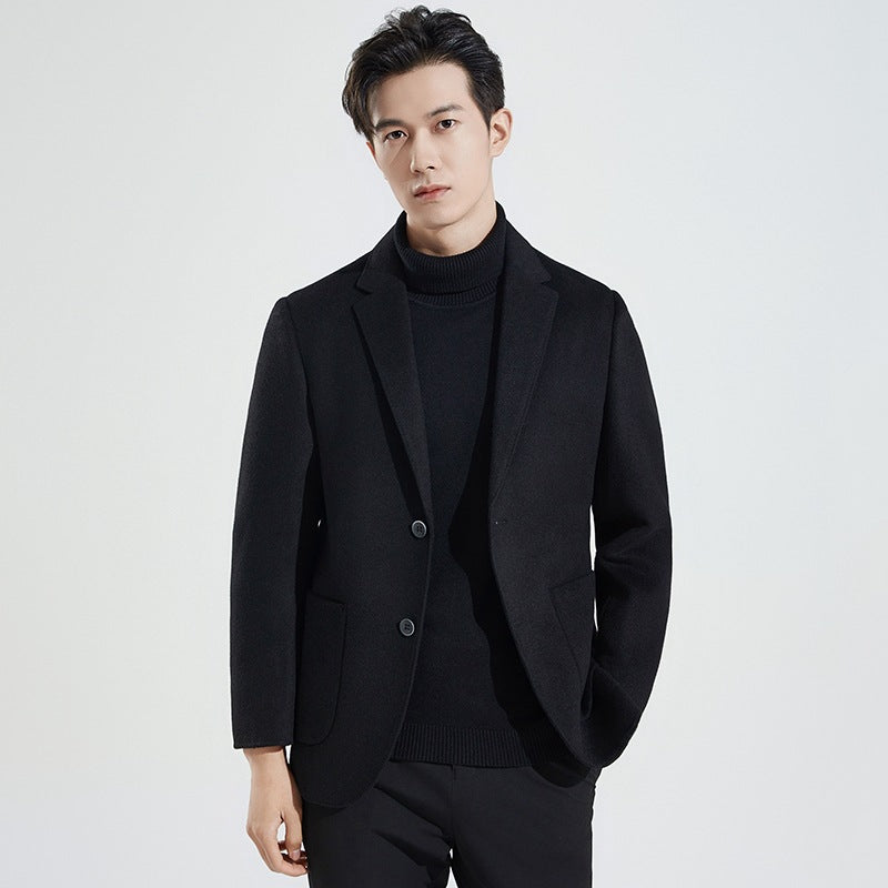 Manteau simple en laine à double face pour les affaires