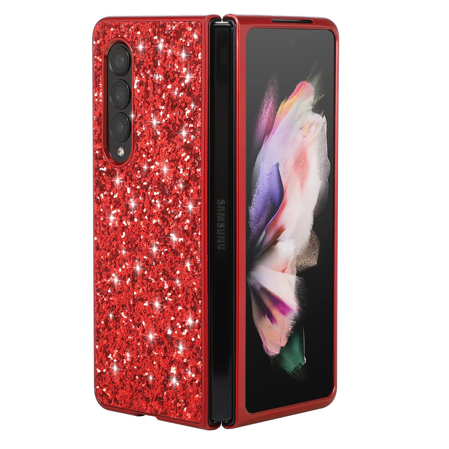 Électroplaquage de paillettes en poudre mijotant pliant shell phone Case