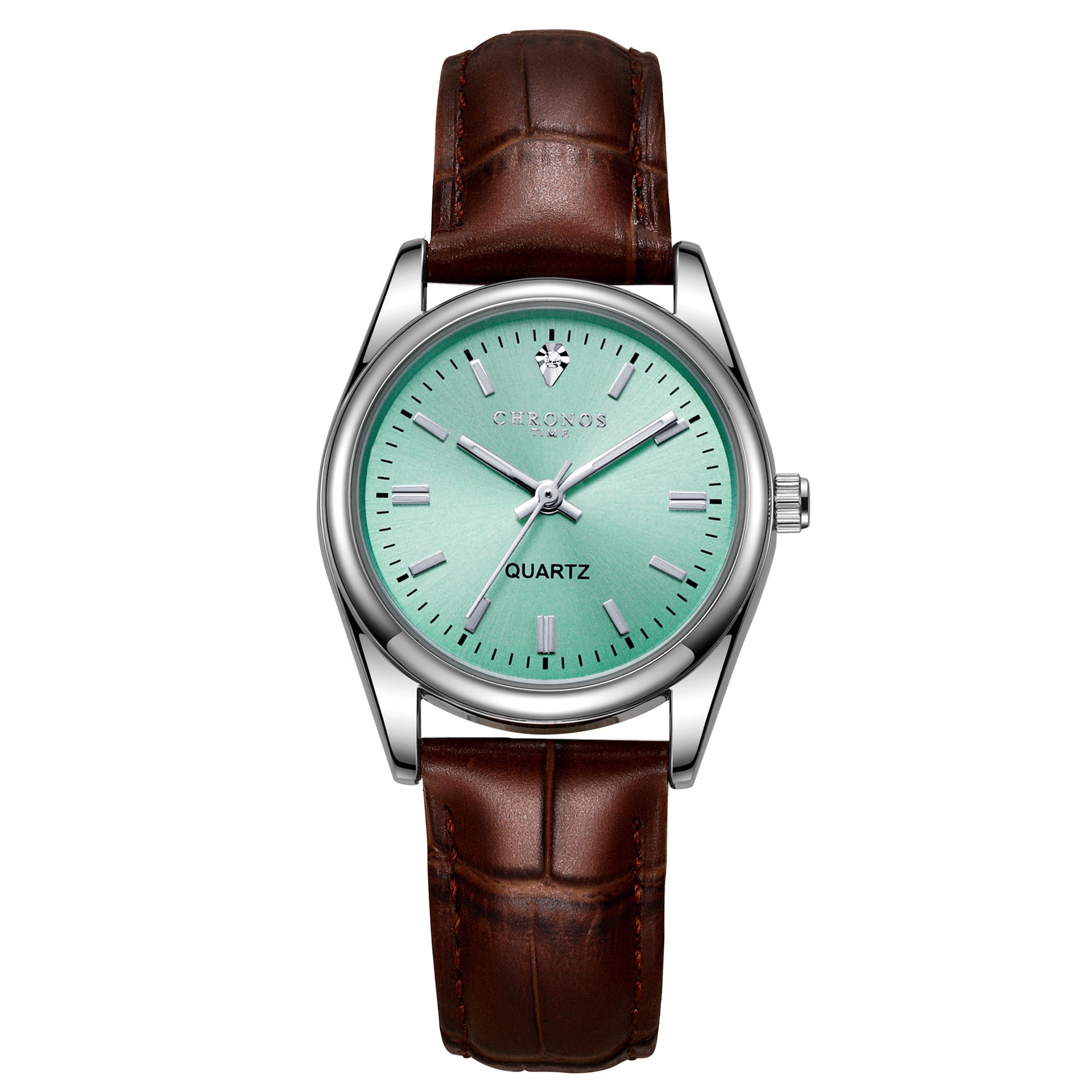 Montre de mode femme avec une véritable bracelet en cuir et un mouvement de quartz lumineux