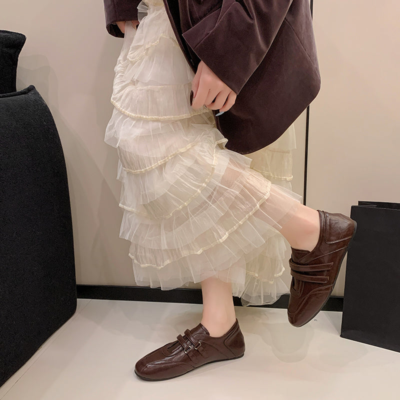 College Style Plat Chaussures en cuir Femmes Printemps Rond Toe Versatile Mary Jane Simple Chaussures F