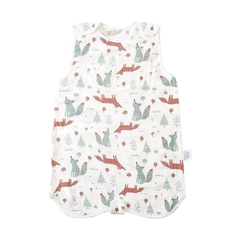 Simple imprimé bébé sans manches coton Gauze sac de couchage