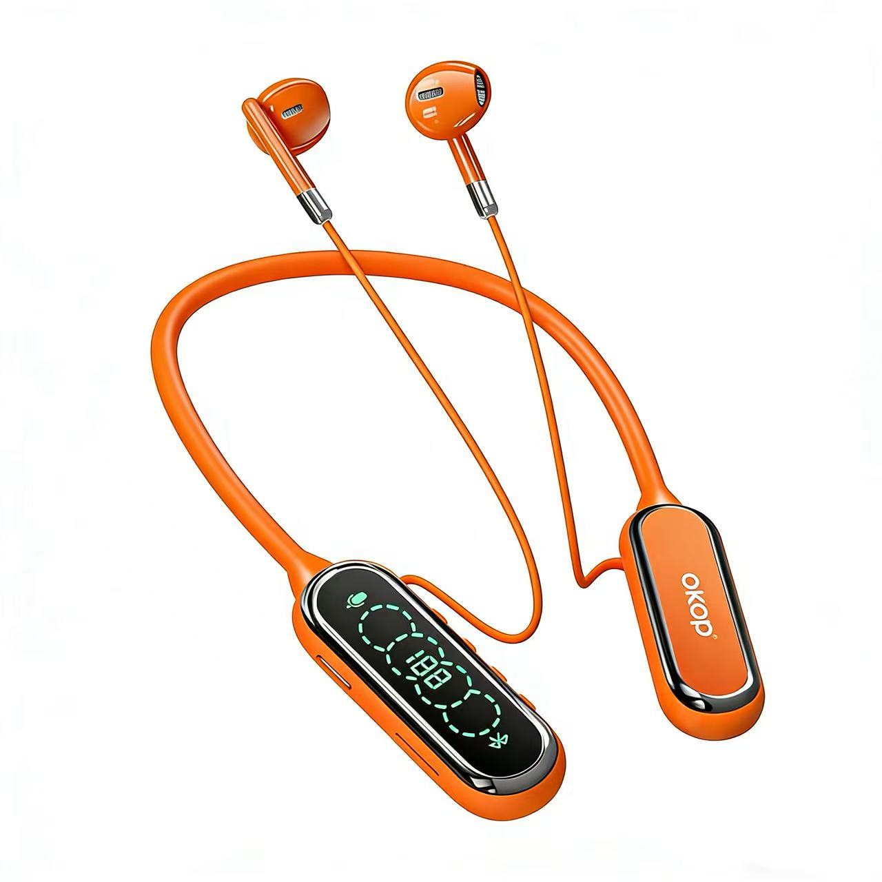 KP-261 Bande de cou Bluetooth Écouteurs magnétiques Affichage numérique dans l'oreille Batte longue basse latence