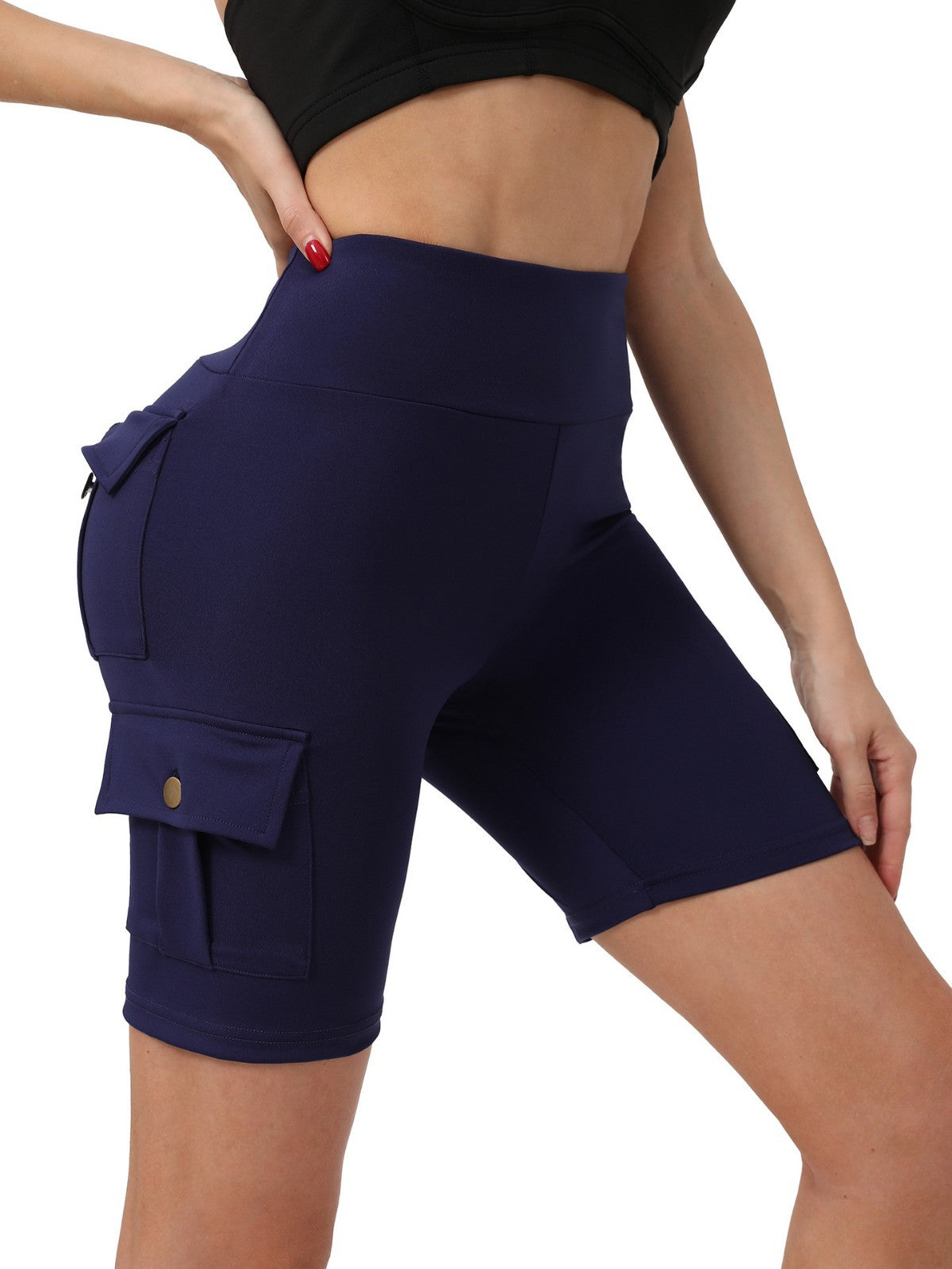 Pantalon de yoga populaire européen et américain Pocket de fitness haute-Waisted Hip-Lifting Short Sp