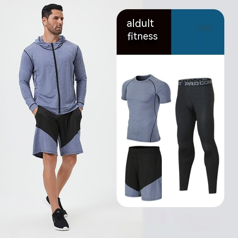 Fitness Suit Homme Running Night Running Sports Séchage rapide Cinq-pièces Foo
