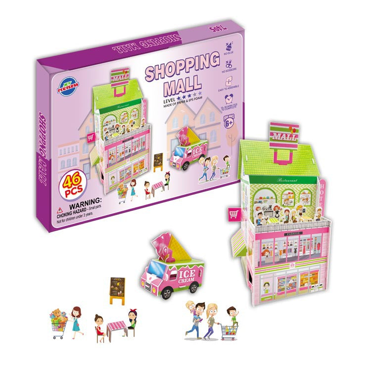 Modèle de Puzzle 3D en papier urbain