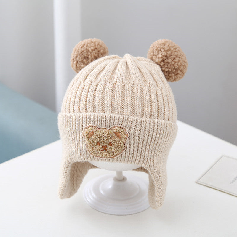 Chapeau de bébé Chaud Arflaps Cap Cute Bear Cap en laine tricotée bébé