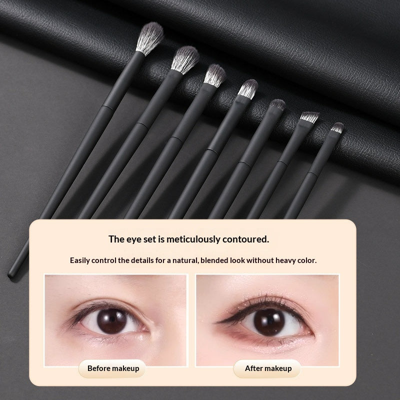 Set de brosse de maquillage noir mat en nylon