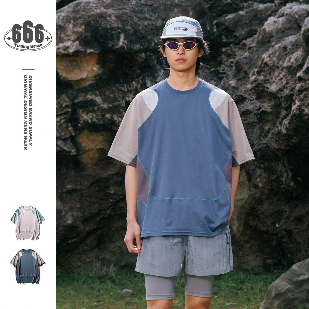 Tee-shirt de sport contrastante de couleur contrastante pour homme