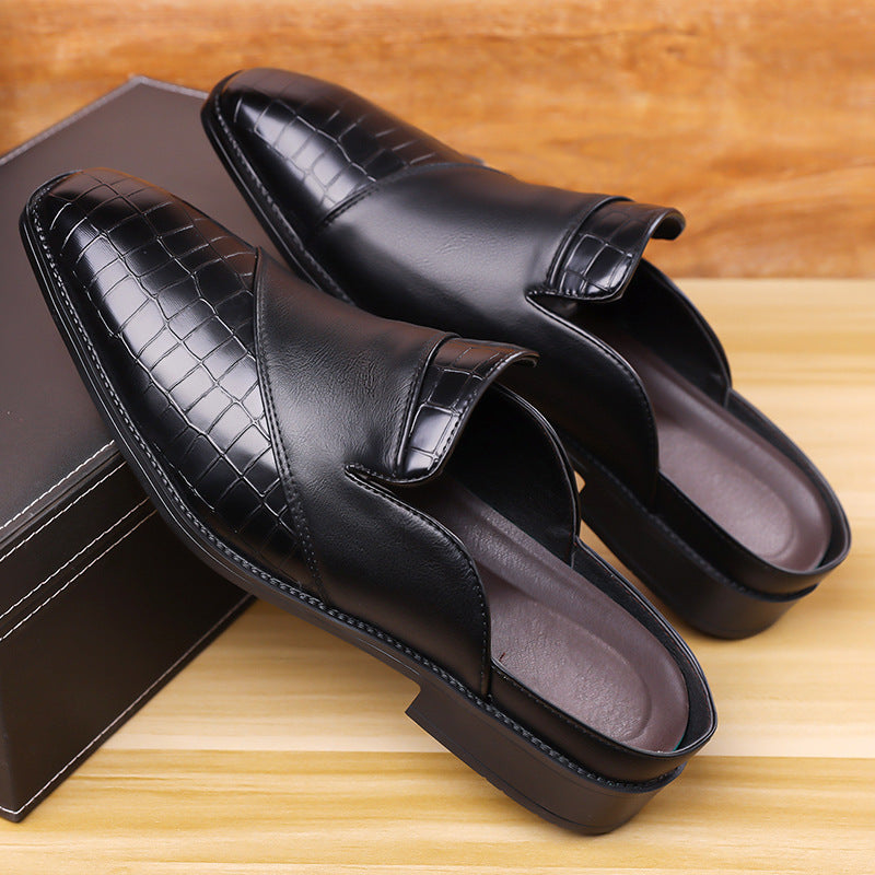Hommes pointu-orteil cuir demi-chaussons sans un talon pour l'usure extérieure