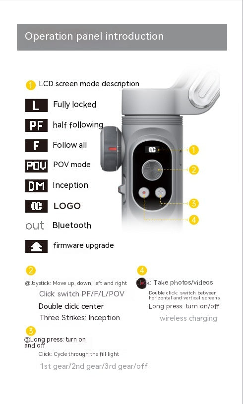 Stabilisateur PTZ mobile Pro Intelligent Trois axes Anti-shake