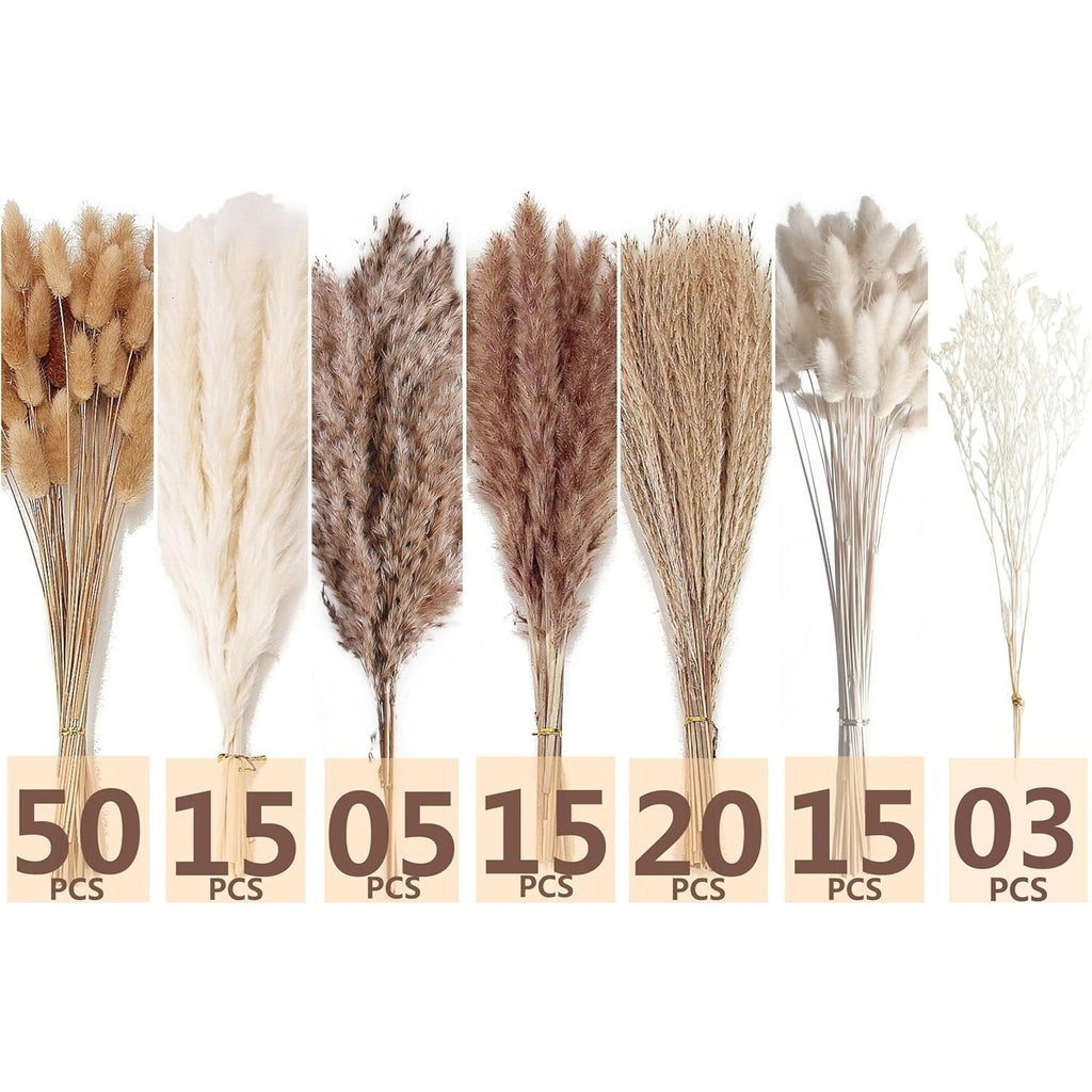 Ensemble de 128 décors d'herbes de pampas séchés
