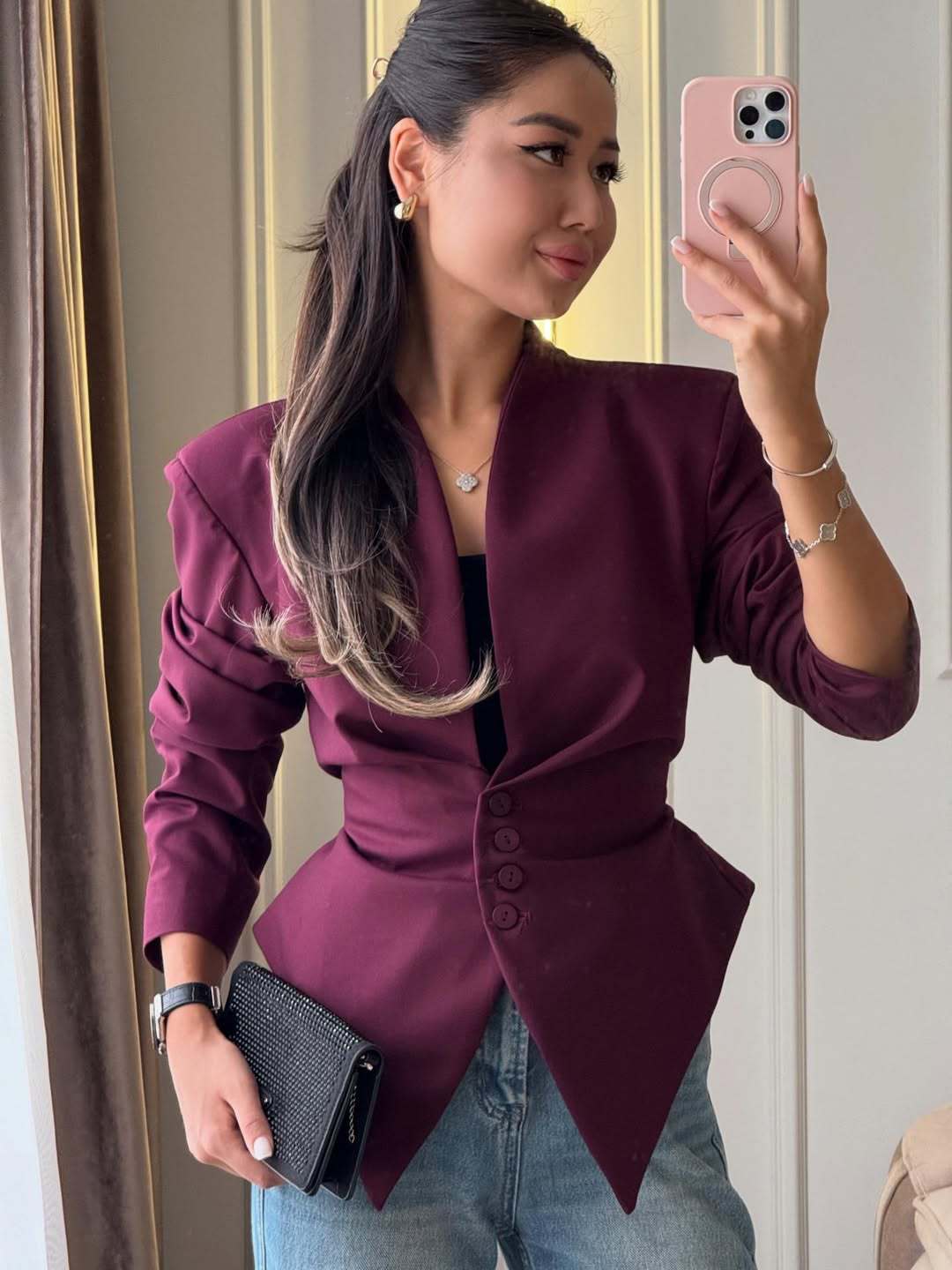 La mode européenne et américaine des femmes Slim-Fit Asymétrique Blazer manches longues élégant et