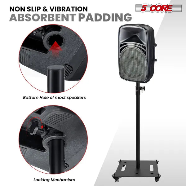 5 Core haut-parleur Stand 2Pc Heavy Duty réglable Hauteur 61" DJ PA Stands 35mm Mount 100Lb Casquette