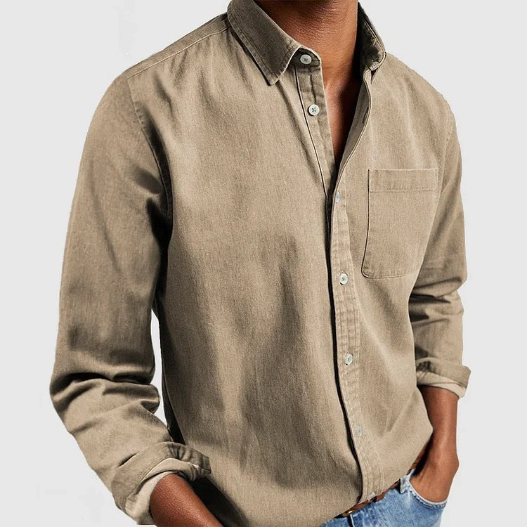 Amazon Commerce extérieur Europe et les États-Unis Lapel homme chemise de couleur solide hommes