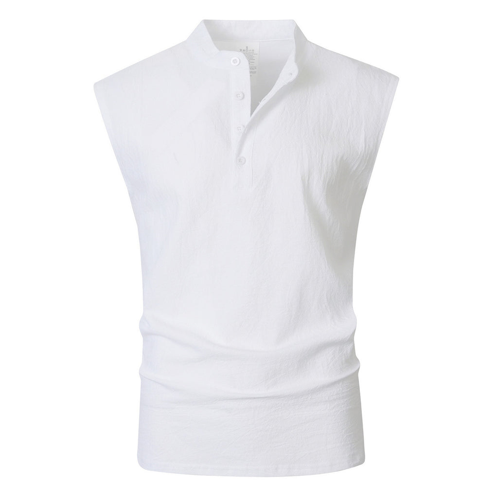 Haut large sans manches multi-boutons de couleur unie en plusieurs couleurs
