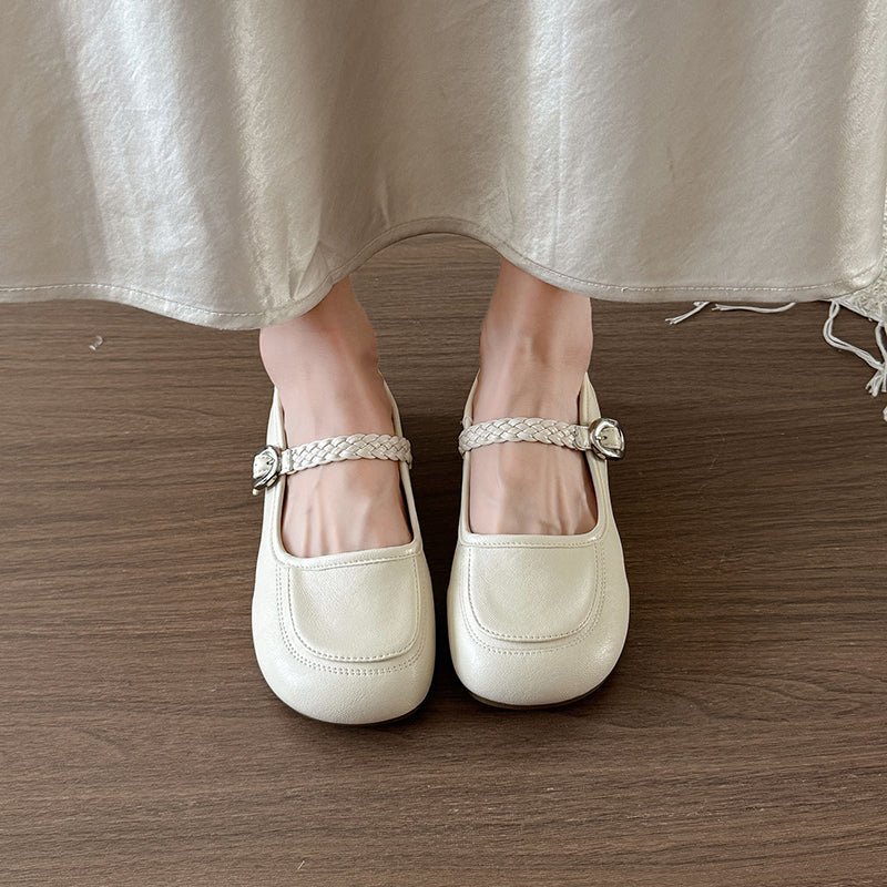 Femmes Minimalist Vintage tressé Strap Plats Matching Daily