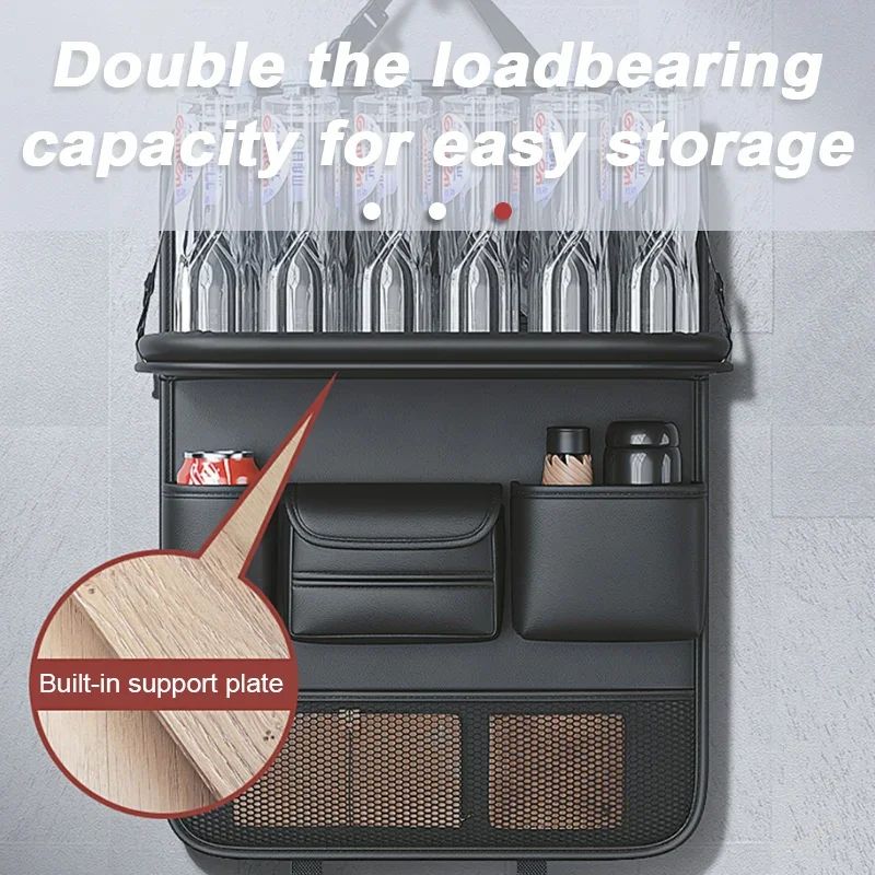 Sac de rangement de siège de voiture Siège arrière automatique Organisateur arrière avec plateau de table pliable PU Tab en cuir