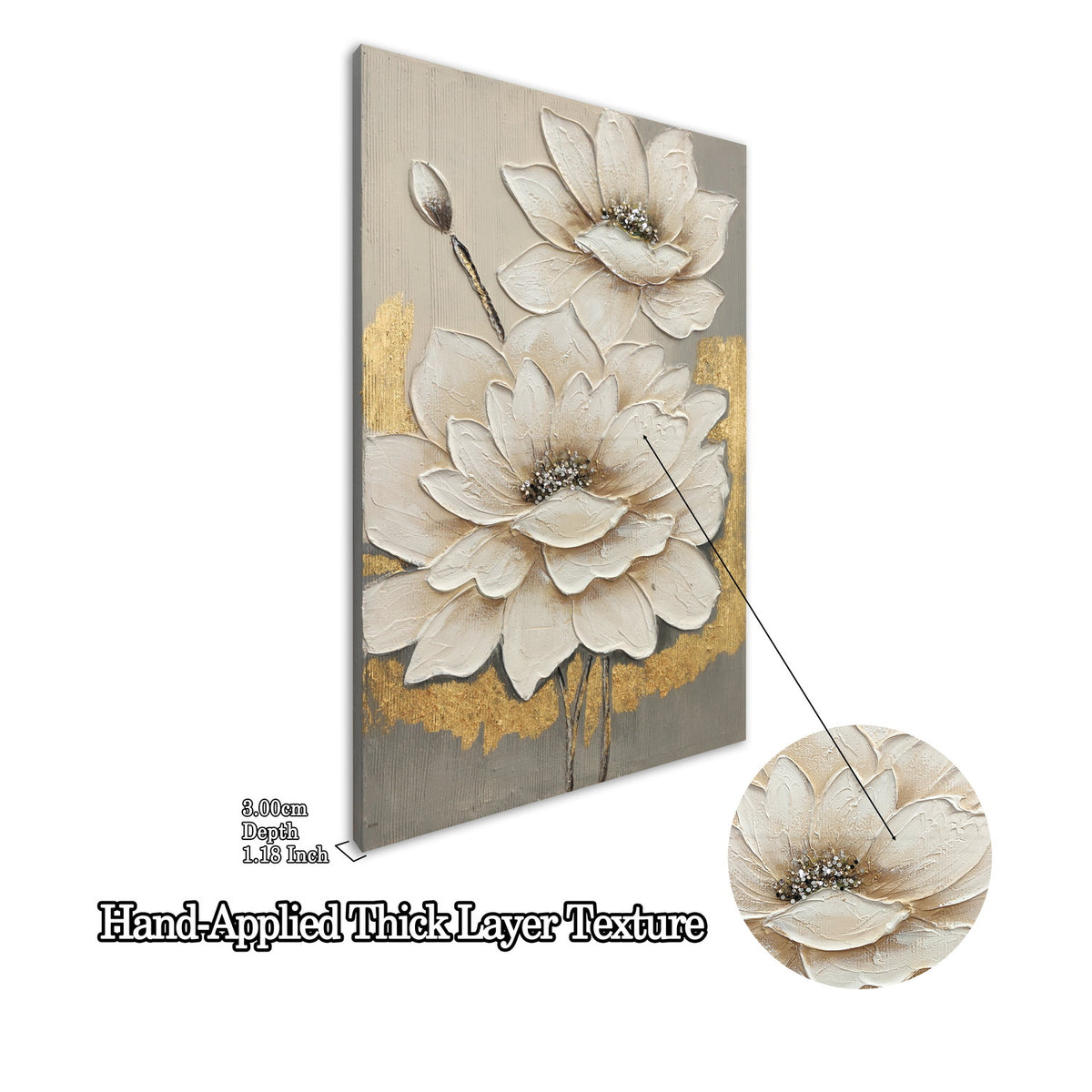 24x36 Blanc Lotus Fleur Toile Wall Art