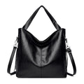 Sac à bandoulière en cuir souple de grande capacité pour femmes de couleur solide