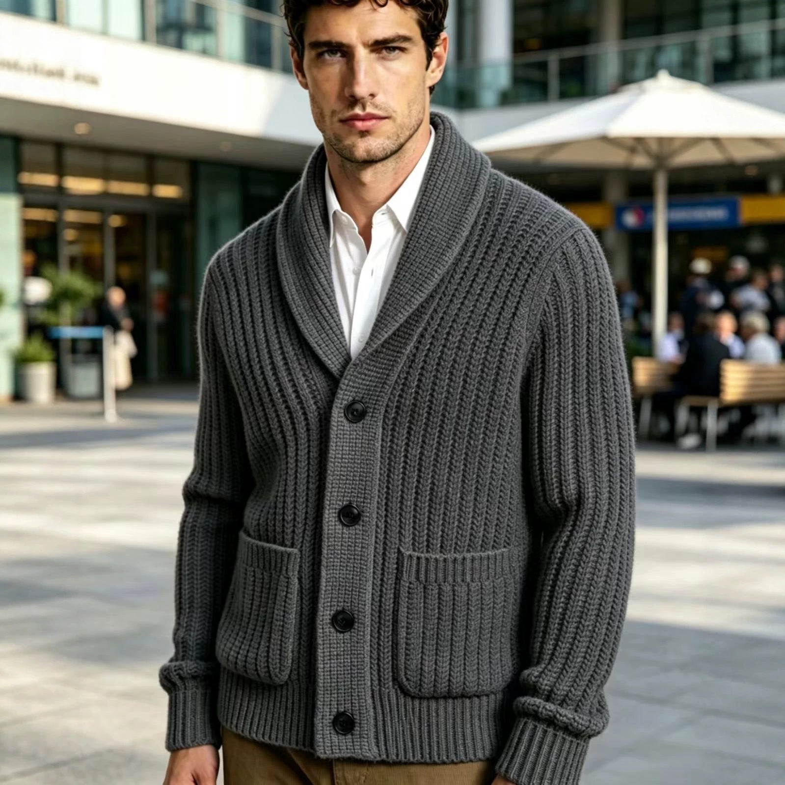 Veste de cardigan rayé pour hommes