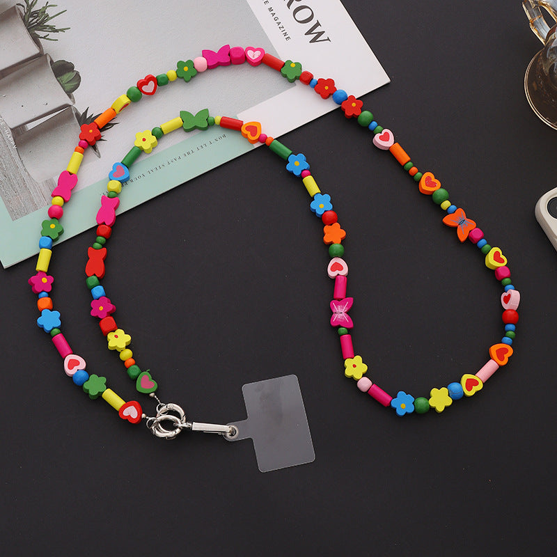 Acrylique Pearl Lanyard Chaîne d'épaule Étui de téléphone Bracelet de lanière