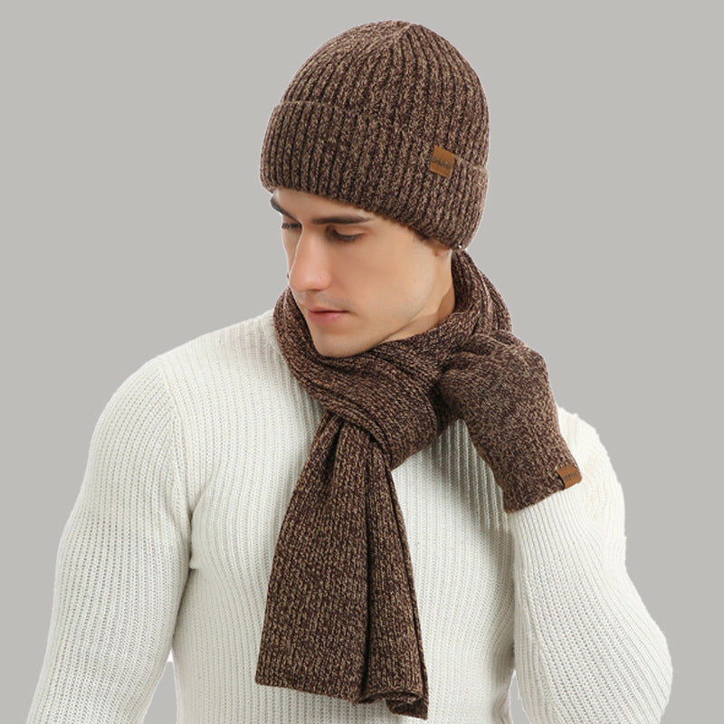 Écharpe de chapeau de tricot thermique et gants Ensemble de trois pièces