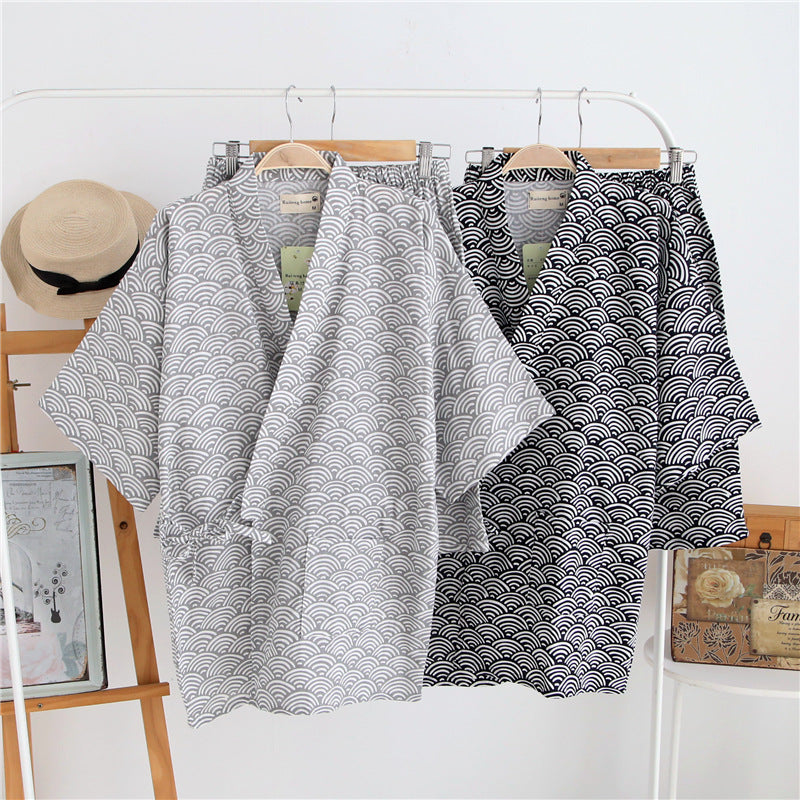 Hommes manches courtes et shorts Pajama Set en coton pur Gauze