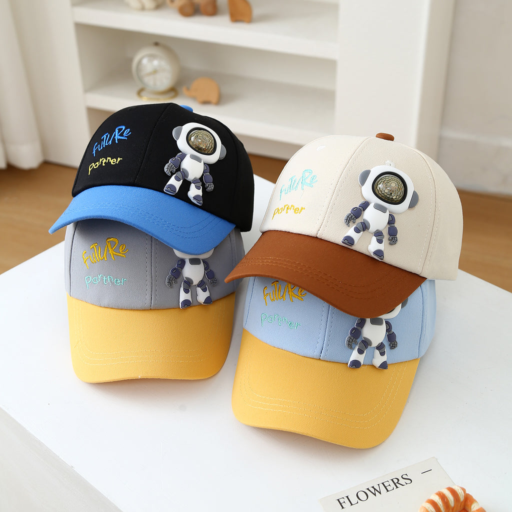 Summer Cute Cartoon Space Robot Chapeau bébé pour enfants pour la protection du soleil extérieur et le quotidien S