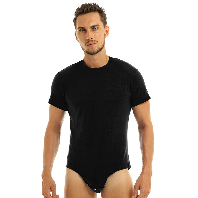 Men's Short Sleeve Round Neck Button T-Shirt