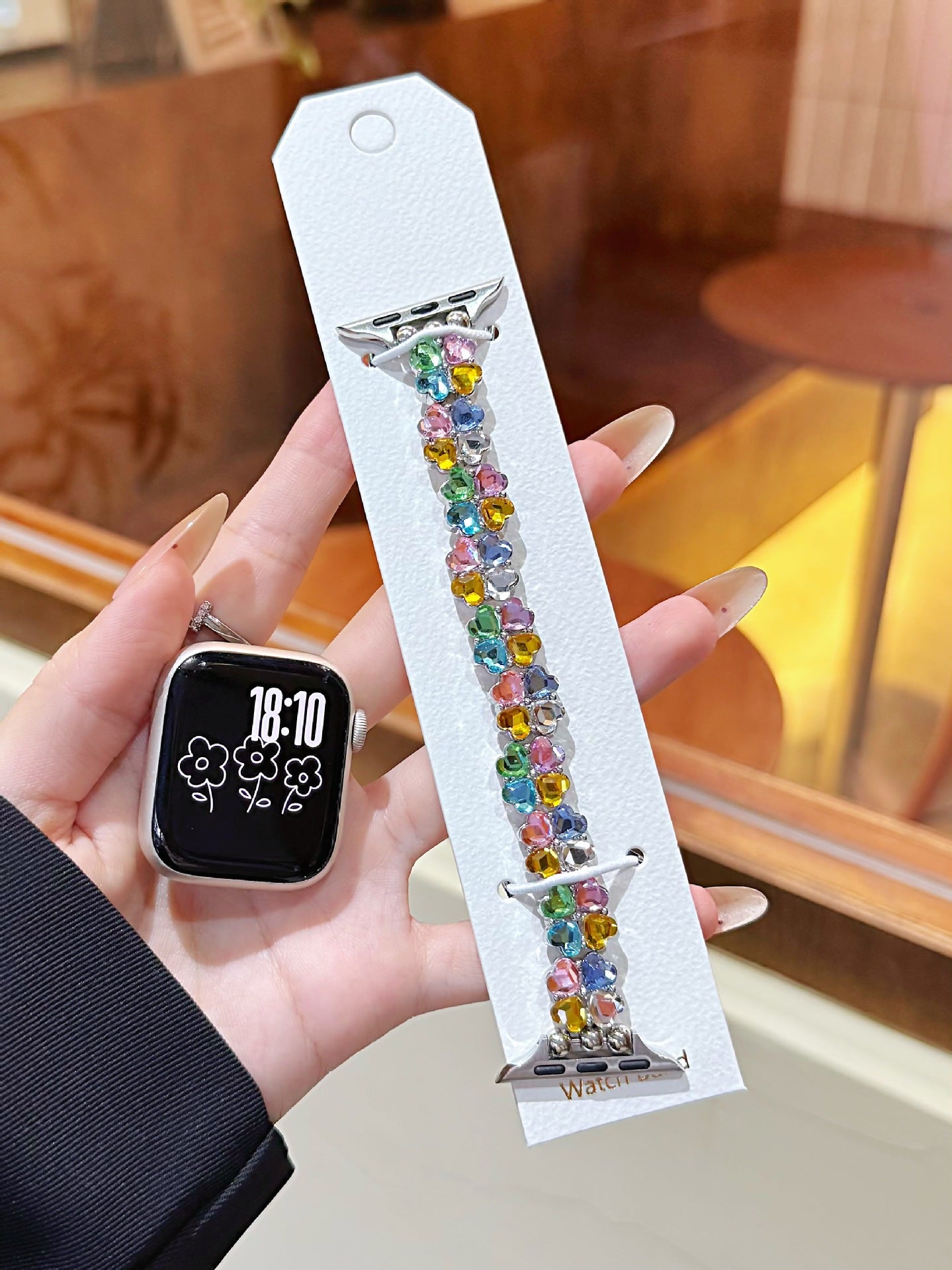 Lucky Four-leaf Clover Elastic Strap Single-row Diamond-studed Bracelet Chaîne de montre