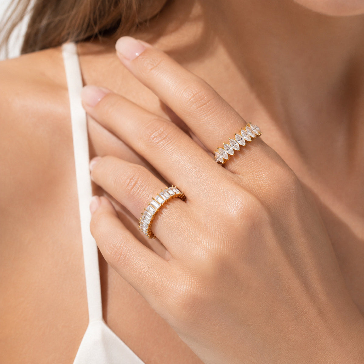 Anneau de titane en acier inoxydable Zircon pour femmes