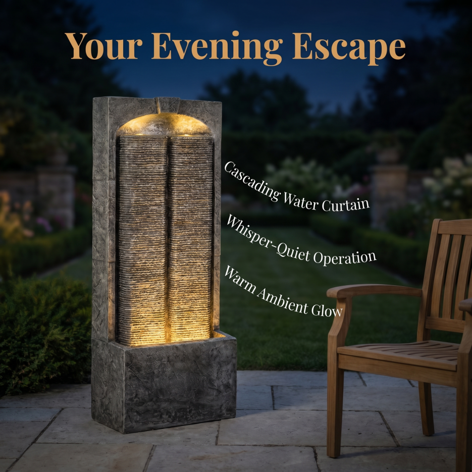 Fontaine d'eau extérieure Cascading LED lumières 39inch H