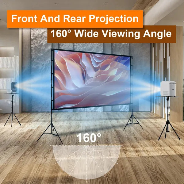 100inch/120inch Projector Screen Options with Stand 16:9 4K HD Front/Rear Wrinkle-Free Por