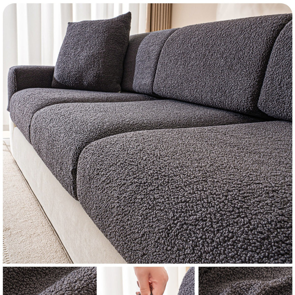 Couvre-sofa stretch de couleur solide crémeuse