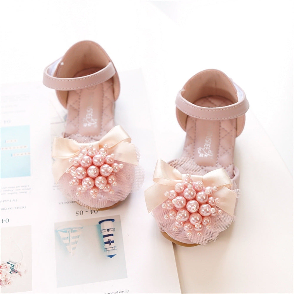 Princesse de filles Stylish Peep Toe Pearl Fleur Sandales de bas doux