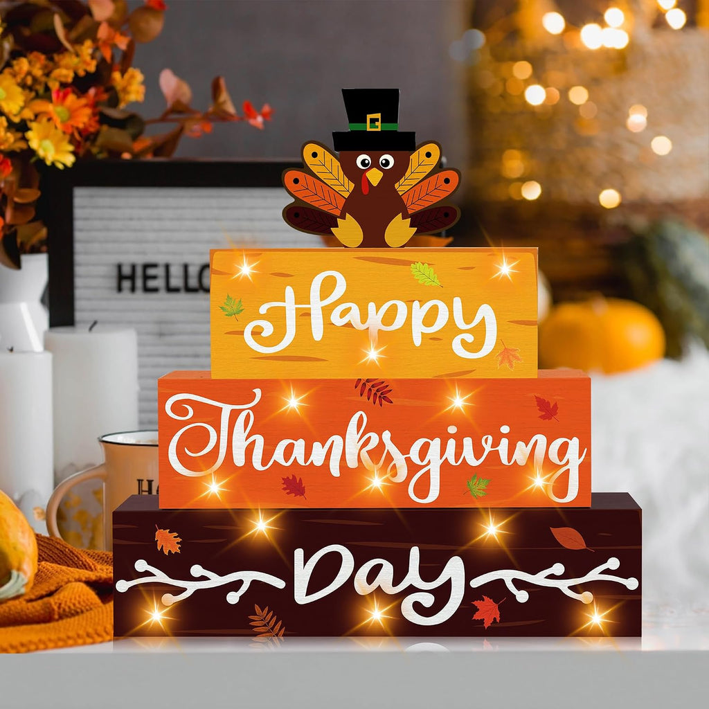 Thanksgiving panneau en bois avec lumières LED