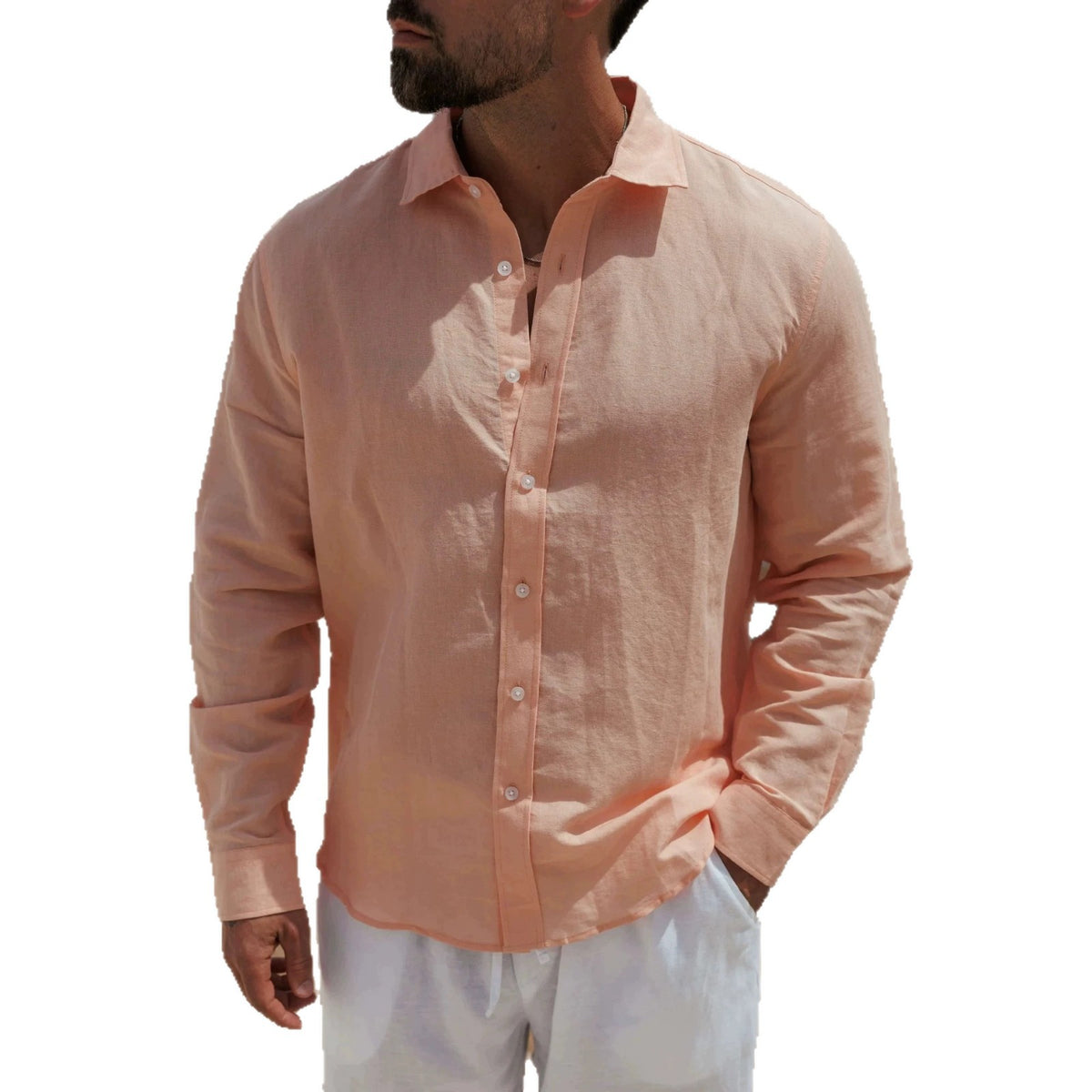 Hommes Linge de maison manches longues chemise casual et respirant