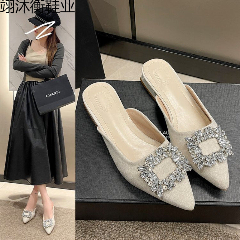Sandales pointues en Strass à talons en chunky