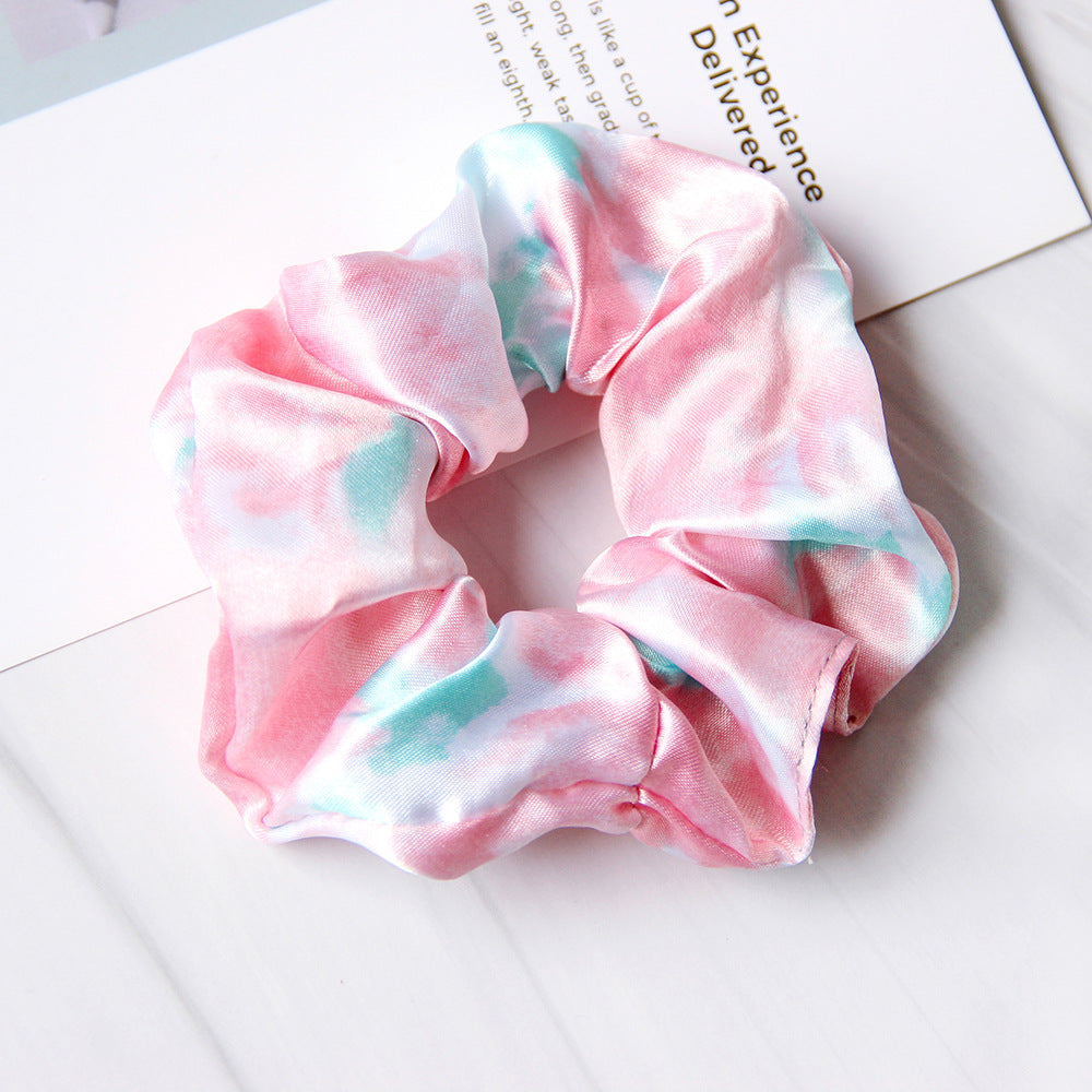 Couvercle simple Satin Tie-dye enfants Large Intestine Anneau Accessoires de cheveux Headdress