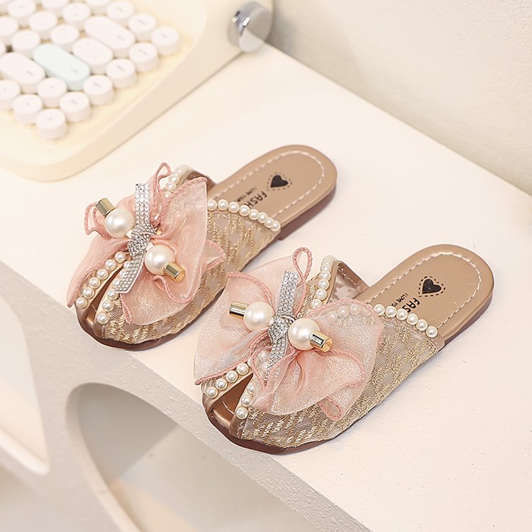 Pantoufles pour enfants de filles Style d'été Poisson Bouche Extérieure Half Drag Sandales Modenable M