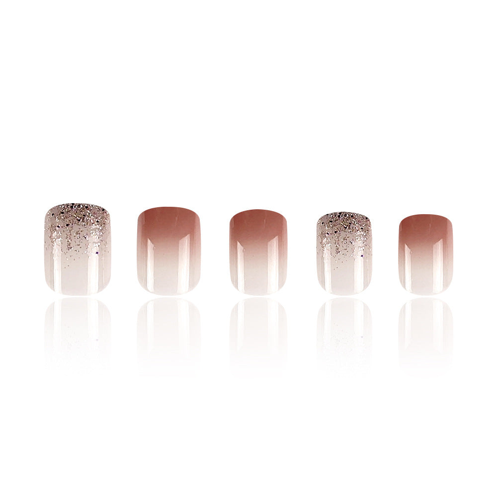 24 pièces de jelly en poudre transparente de glace carrée courte mode Glitter Nail Art S