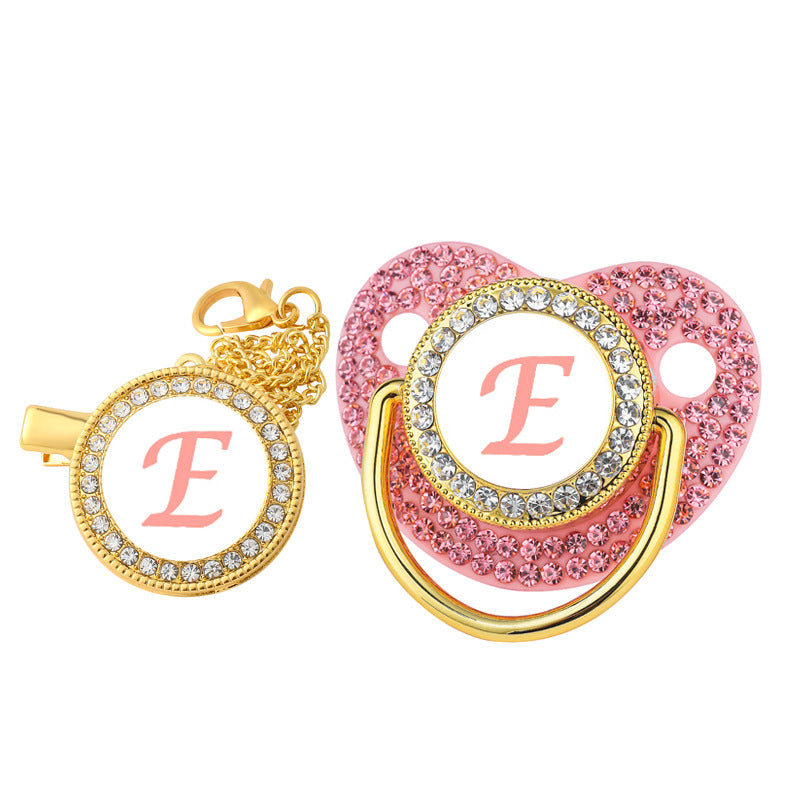 Diamond Baby Silica Gel Pacifier bébé avec diamant 26 lettres anglaises