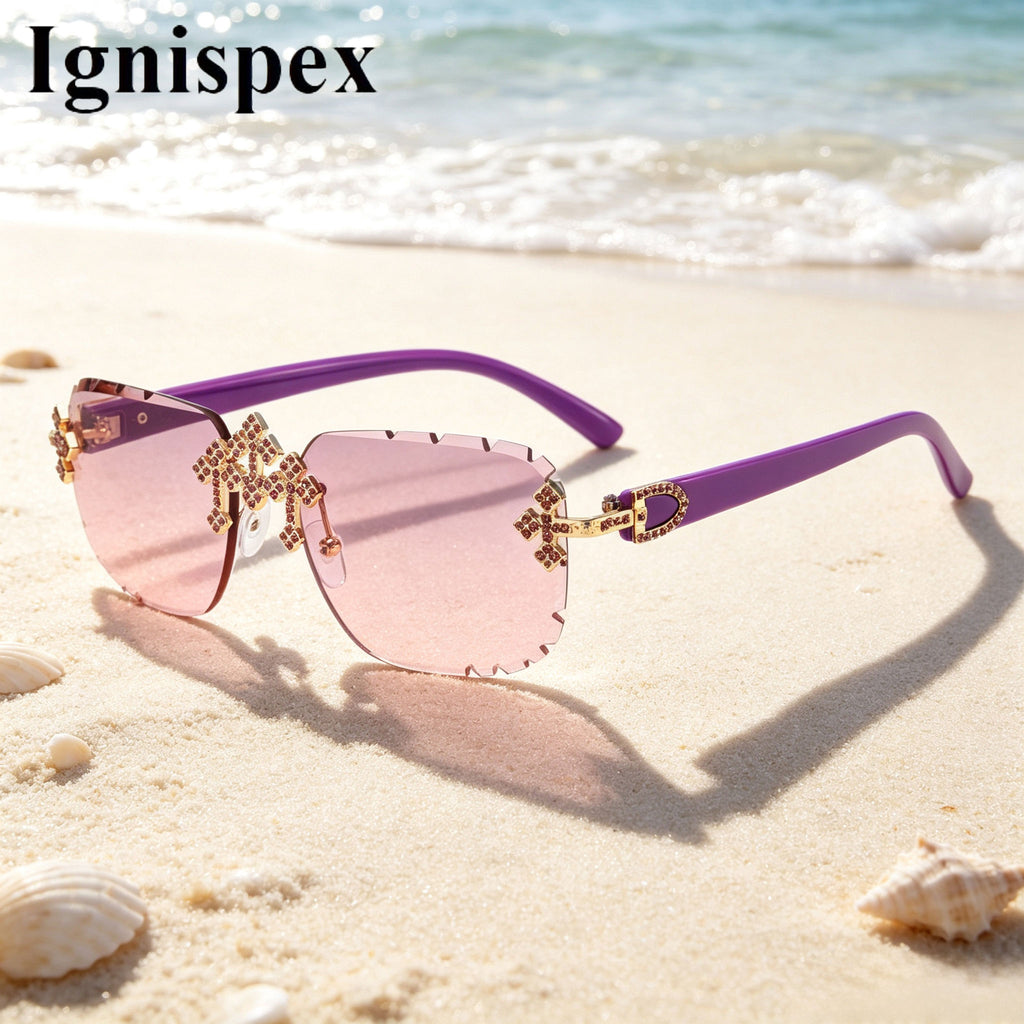 Lunettes de soleil sans cadre pour femmes carrées