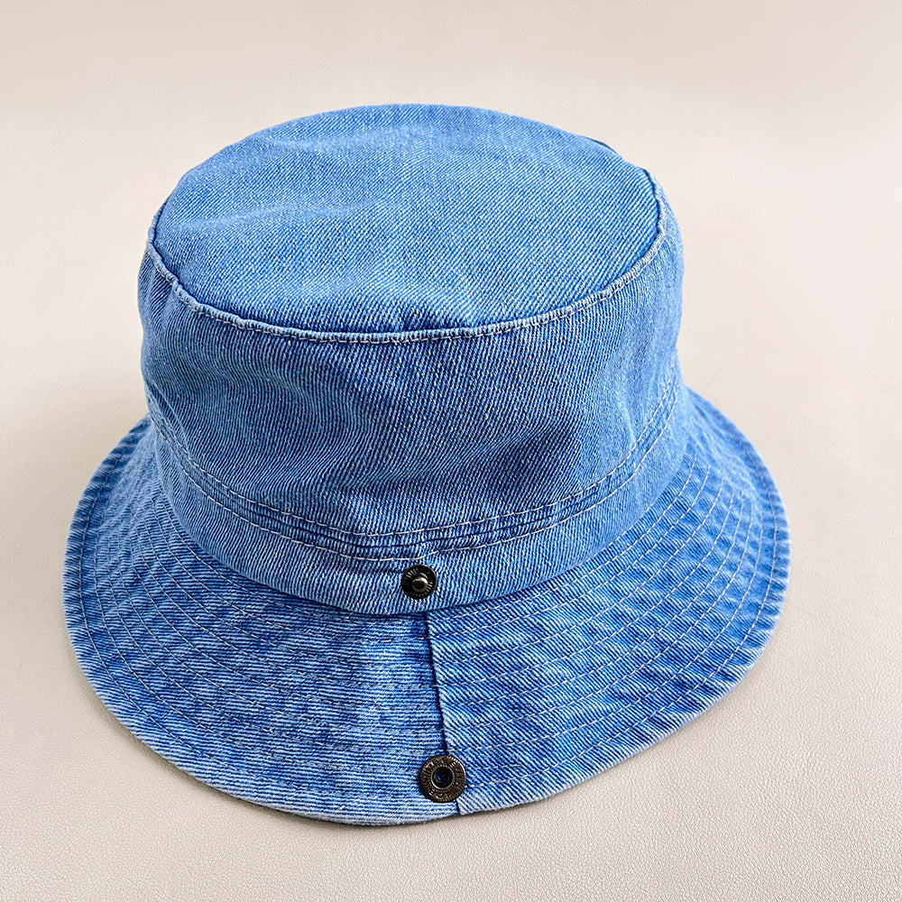 Chapeau de pêcheur denim lavé rétro avec bord réglable pour la protection solaire